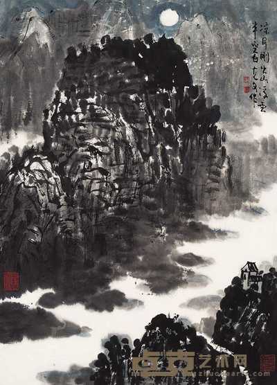 王克文 凉月浮云 镜心 45×35cm